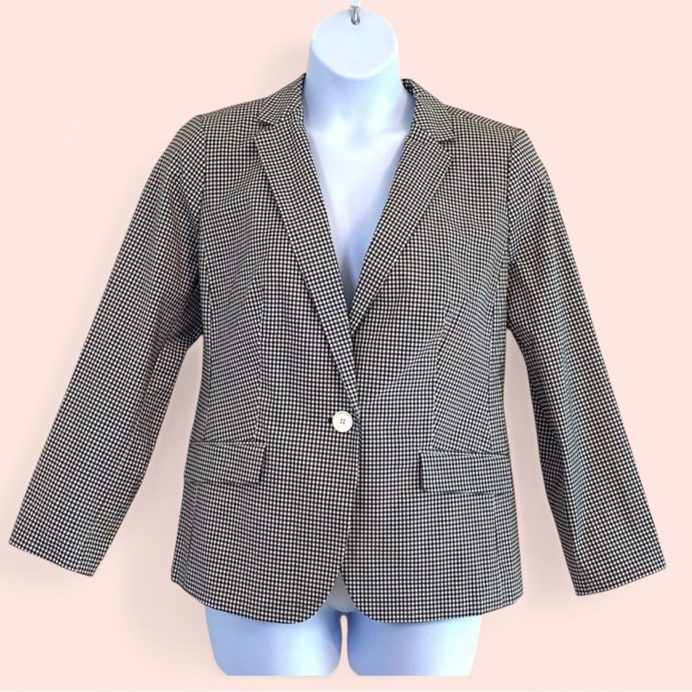 Talbots Women’s 16WP Black/White Tailored Gingham Blazer